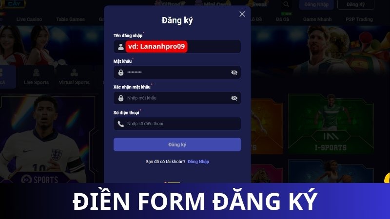 Bước 2: Khởi tạo form đăng ký Tin88