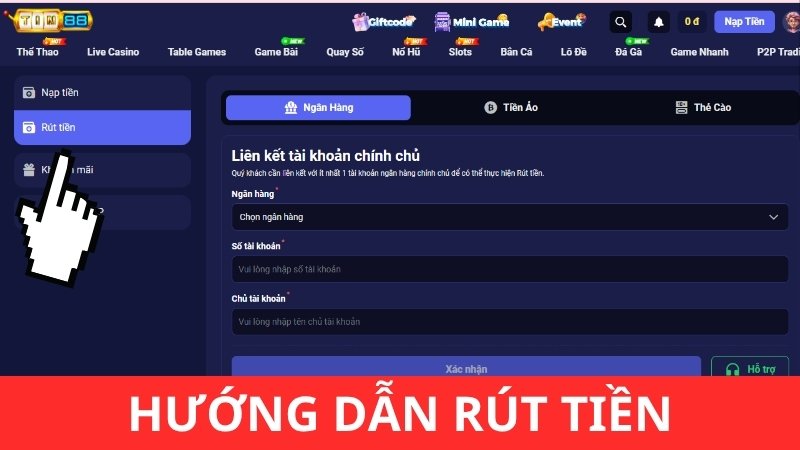 Hướng dẫn rút tiền Tin88 nhanh lẹ
