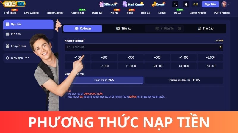Những phương thức nạp tiền Tin88 và rút thưởng