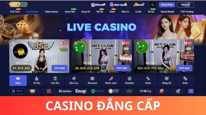 Review kho game Tin88 - Live casino đẳng cấp quốc tế