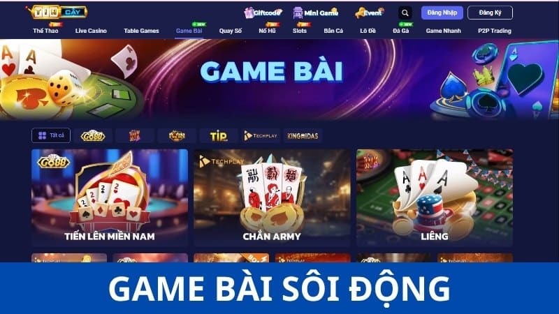 Sảnh game bài nổi bật của Tin88